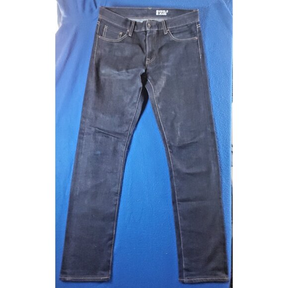 Uniqlo Selvedge Denim Jeans Slim Fit Pants Yellow Stiches Women's Size 30 - Picture 1 of 16